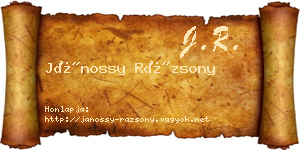 Jánossy Rázsony névjegykártya